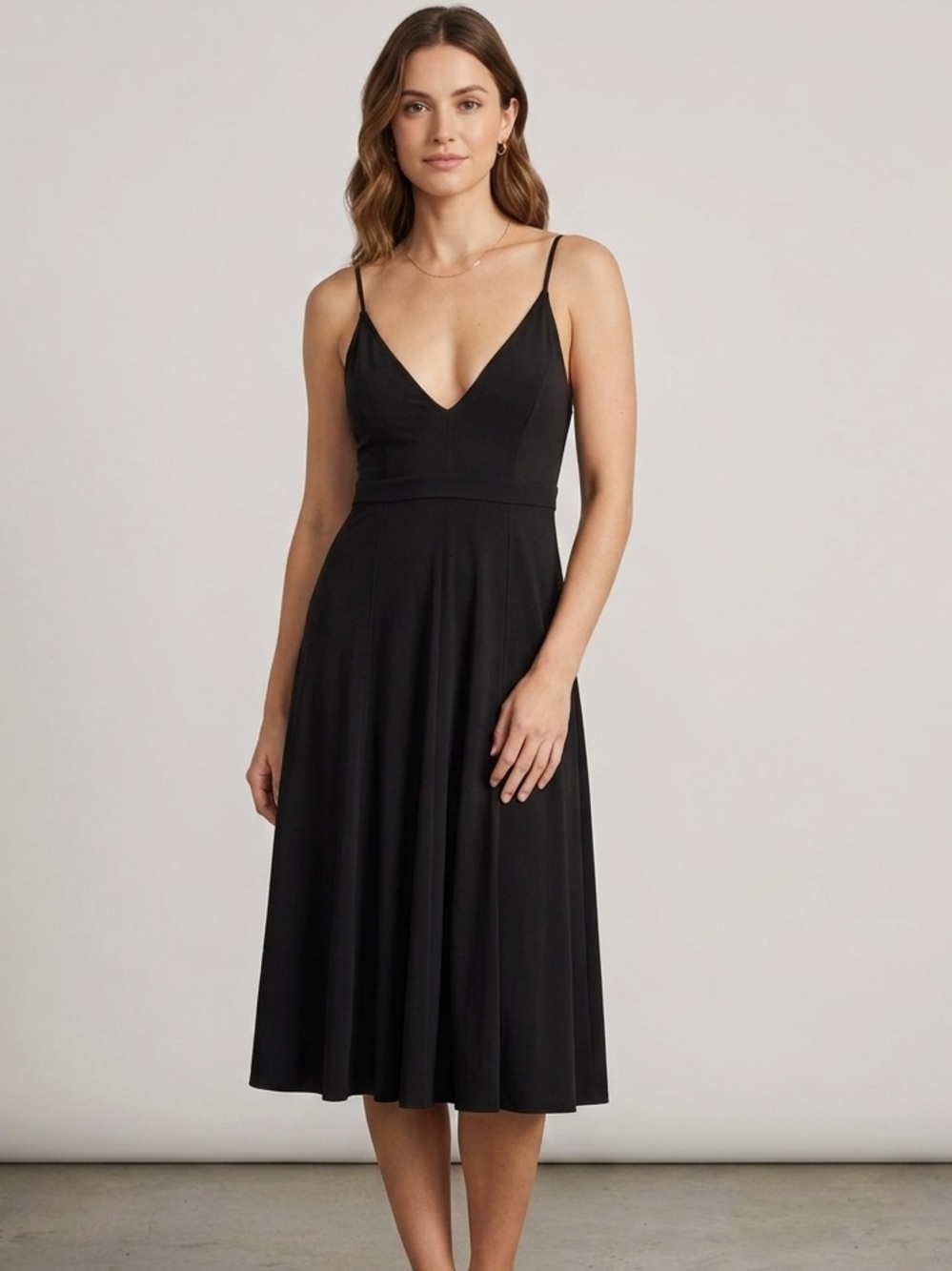 Free People Intimately Free Sz XS Little Black Classic Summer Midi Dress